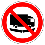 Verboden voor vrachtwagens op parkeerdek sticker