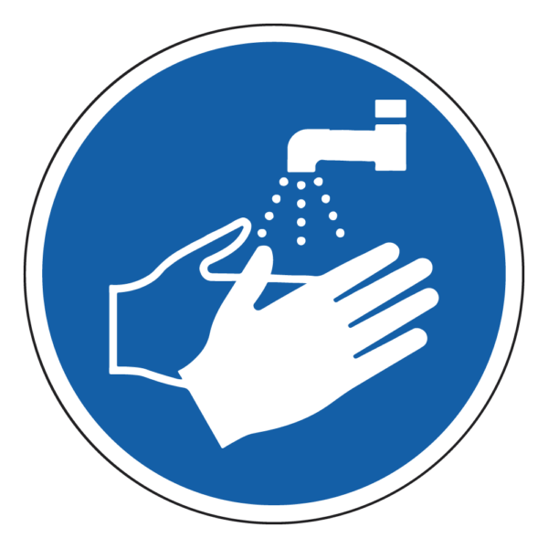 Handen wassen verplicht sticker, ISO 7010, M011 - Afbeelding 1