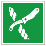 Mes reddingsboot sticker, ISO 7010, E035