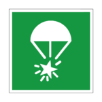 Noodsignaal parachute sticker, ISO 7010, E049