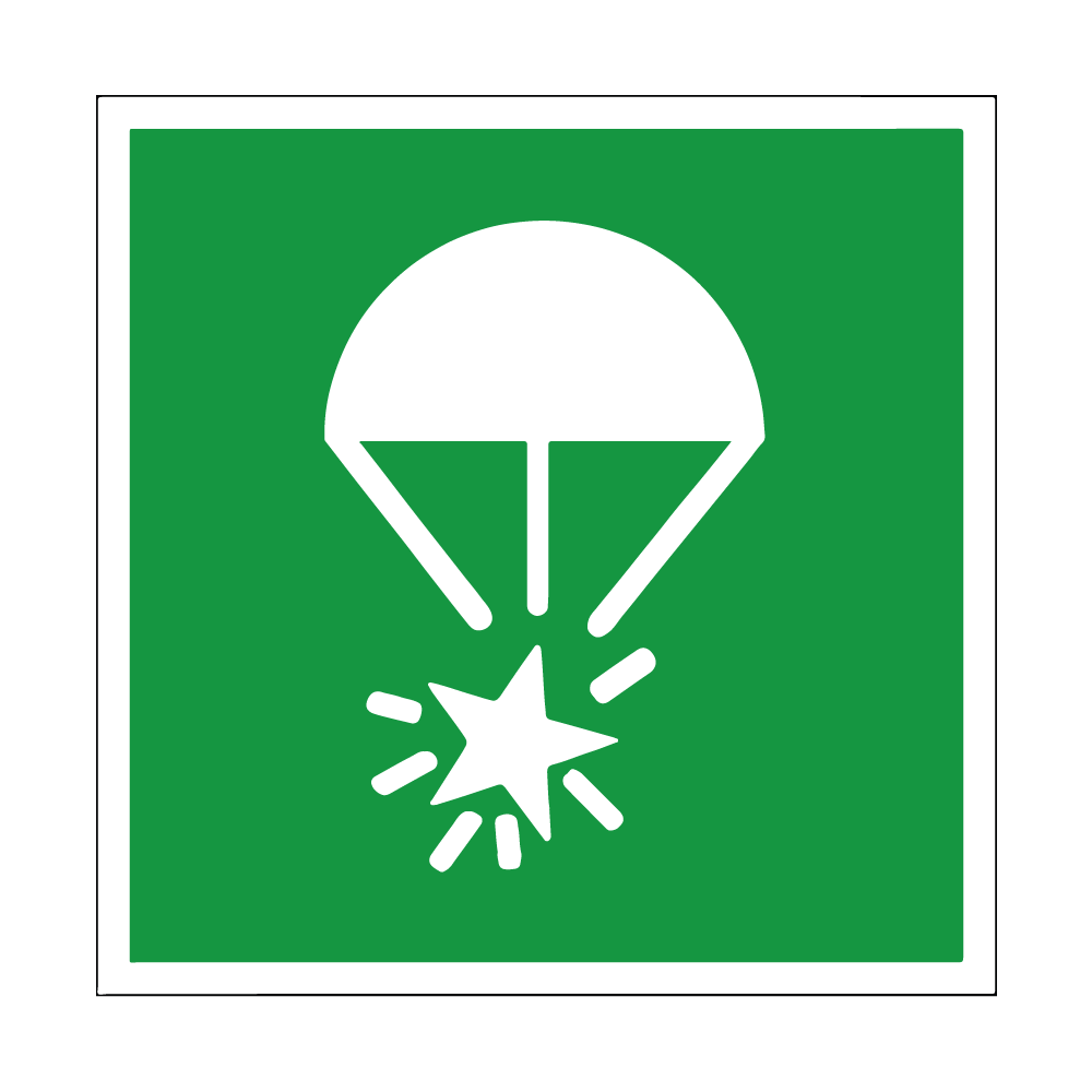 Noodsignaal-parachute-sticker-ISO-7010-E049.png Noodsignaal parachute sticker, ISO 7010, E049 - Afbeelding 1