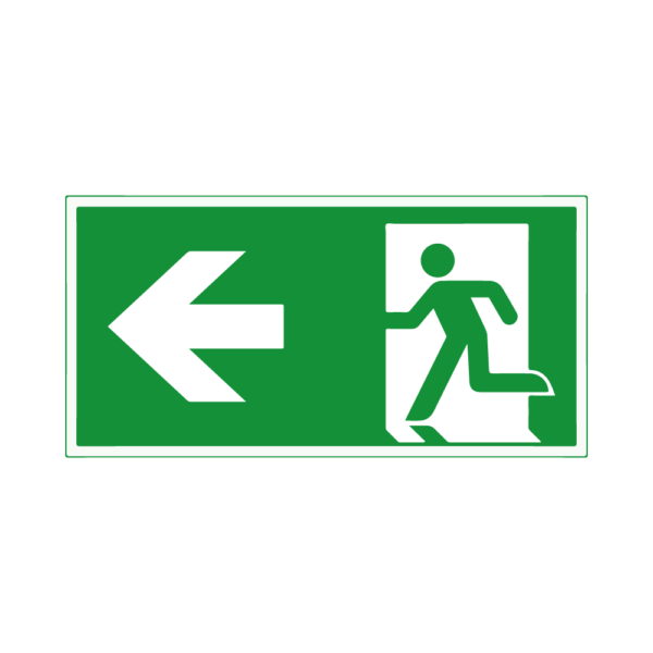 Nooduitgang sticker pijl links, ISO 7010, E001 - Afbeelding 1