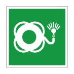 Reddingsboei met licht sticker, ISO 7010, E042