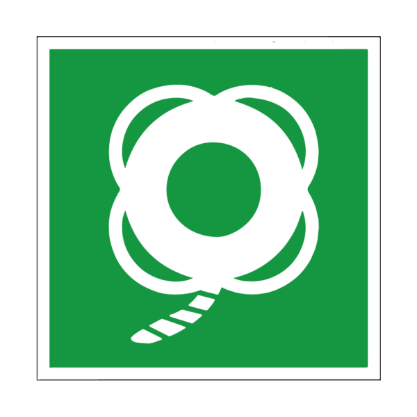 Reddingsboei met lijn sticker, ISO 7010, E041 - Afbeelding 1