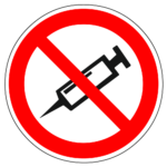 Verboden om injectie te plaatsen sticker