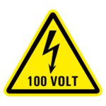 Waarschuwingssticker elektrische spanning 100 volt