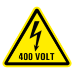 Waarschuwingssticker elektrische spanning 400 volt