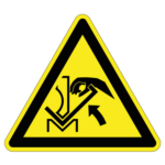 Pas op werkstuk en pers sticker, ISO 7010, W031