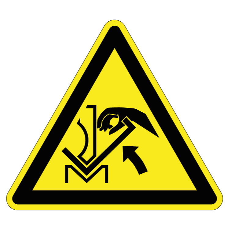 w031.png Pas op werkstuk en pers sticker, ISO 7010, W031 - Afbeelding 1