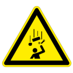 Vallende voorwerpen sticker, ISO 7010, W035