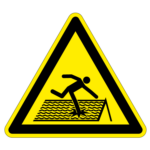 Onveilig dak sticker, ISO 7010, W036
