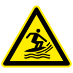 Pas op watersurfgebied sticker, ISO 7010, W046