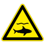Pas op voor haaien sticker, ISO 7010, W054
