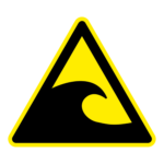 Pas op tsunamigebied sticker, ISO 7010, W056
