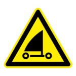 Pas op voor strandzeilen sticker, ISO 7010, W059