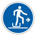 Rechts uit de slee stappen sticker, ISO 7010, M051