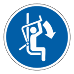 Veiligheidsbeugel sluiten verplicht sticker, ISO 7010, M033