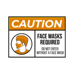 Caution face mask required sticker