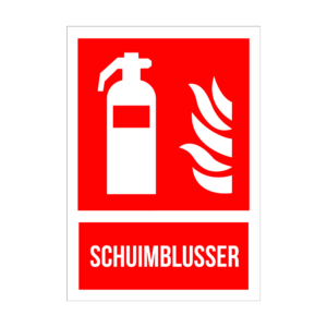 Sign indicating a foam fire extinguisher (SCHUIMBLUSSER).