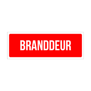 Branddeur logo: white text on a red rounded-rectangle background